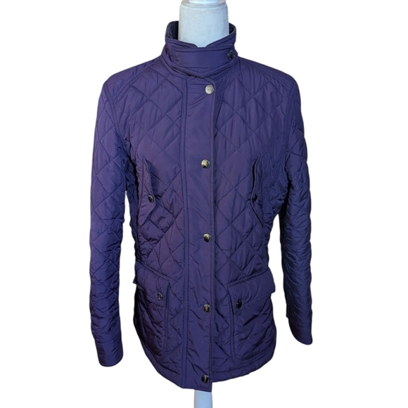 Lauren Ralph Lauren Purple Preppy Old Money Quilted Utility Jacket Sz l - Picture 1 of 15